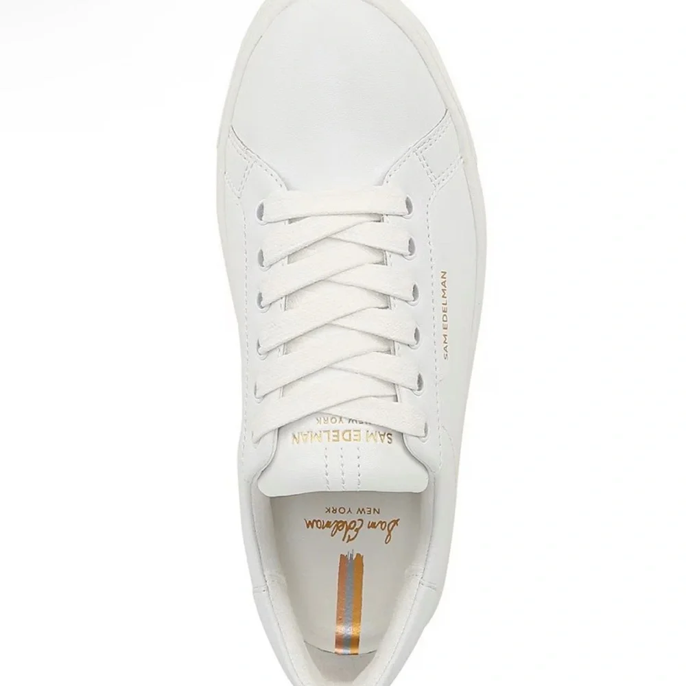 New, No Box: Sam Edelman White Leather Sneakers Ethyl Low Top Women’s Size 9 - Picture 5 of 10